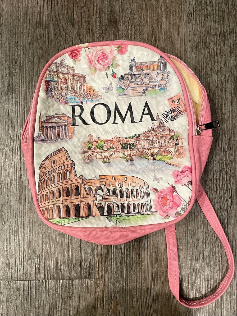 Roma Printed Pink Backpack